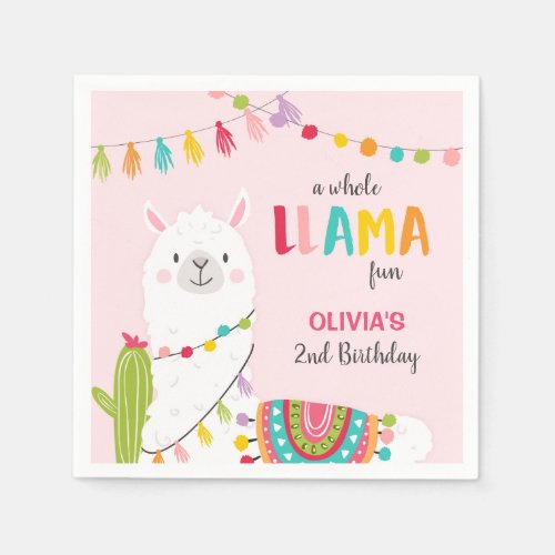 Llama birthday Paper Napkins Alpaca Fiesta Cactus