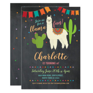 LLAMA FUN BIRTHDAY invitation cactus theme card Birthday Party watercolor southwest llama birthday party girl birthday invitations alpaca