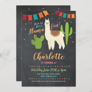 Llama Birthday Party Cactus Girl's Fun Invite