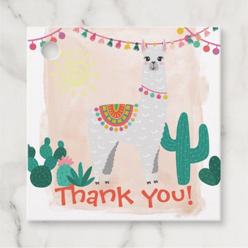 Llama birthday party favor tag