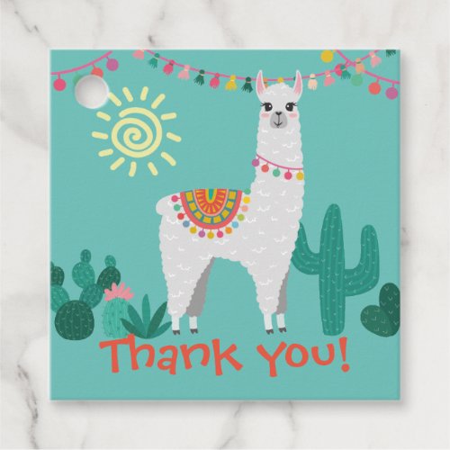 Llama birthday party favor tag