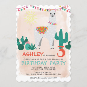 Llama Birthday Party invitation