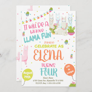 Llama Birthday Party Invitation  Alpaca Party