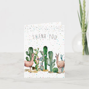 Llama Birthday Party Photo Thank You Card