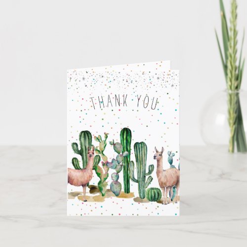 Llama Birthday Party  Photo Thank You Card