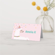 Llama birthday party place cards