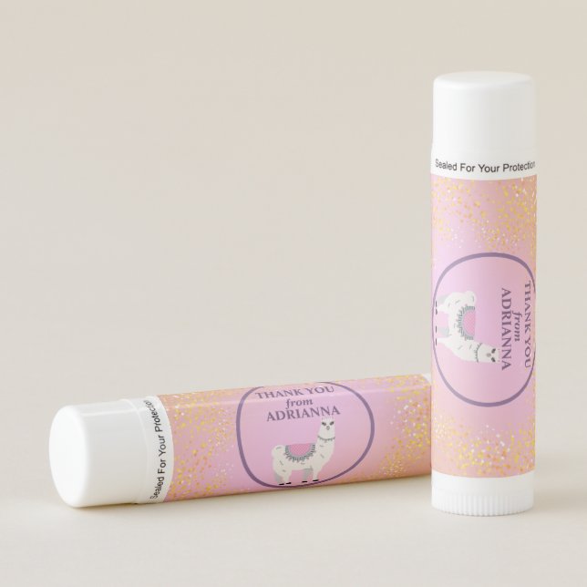Llama Birthday Party Thank You Favor Lip Balm (Front)