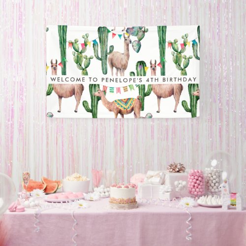 Llama Birthday Party Welcome Banner