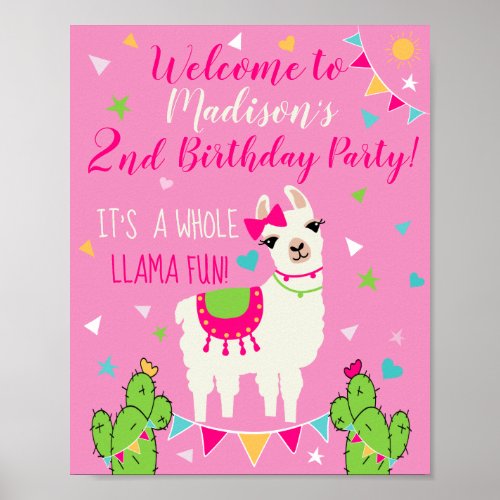 Llama Birthday Party Welcome Sign Poster