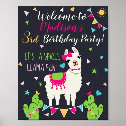 Llama Birthday Party Welcome Sign Poster