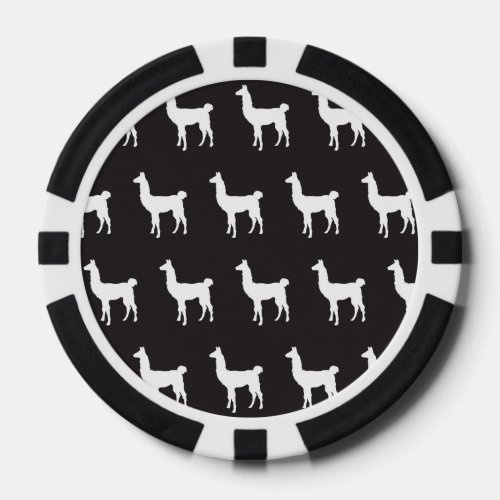 Llama Black White Poker Chips