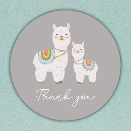 llama boho baby shower classic round sticker