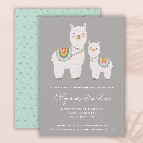 llama boho baby shower invitation