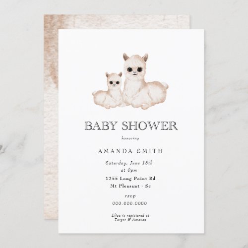 Llama Boho Mom and Baby Safari Baby Shower Invitation