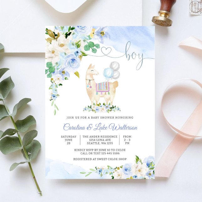 Llama Boy Baby Shower Invitation (Creator Uploaded)
