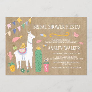 Llama Bridal Shower Fiesta Invitation