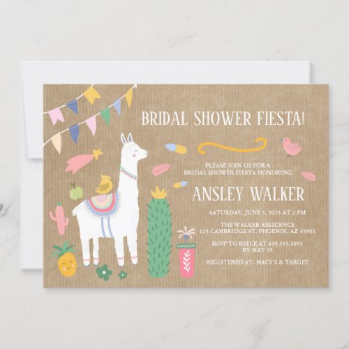 Llama Bridal Shower Fiesta Invitation