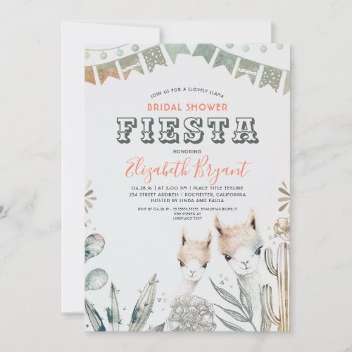 Llama Bridal Shower Fiesta Southwestern Invitation