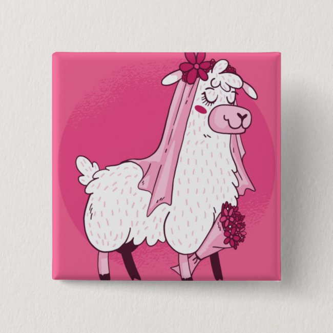 Llama Bride Button