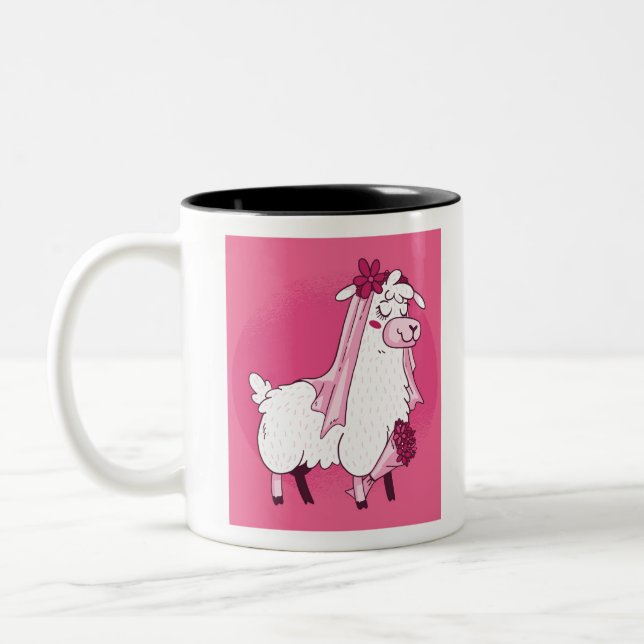 Llama Bride Two-Tone Coffee Mug (Left)