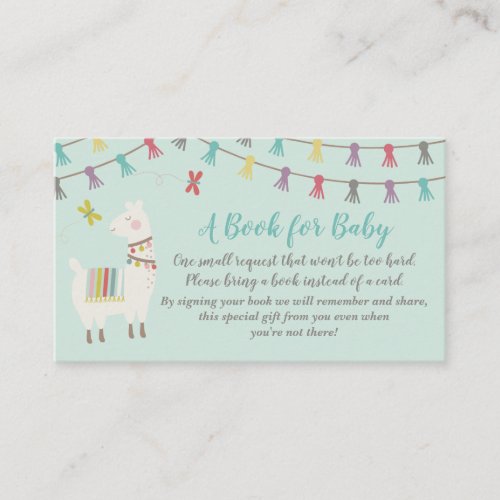 Llama Bring A Book Baby Shower Card Mint