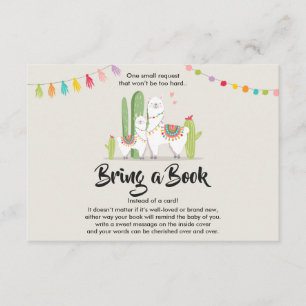 Llama Bring a book Baby shower Fiesta Cactus Enclosure Card