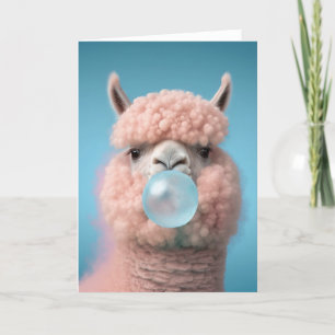 Llama Bubblegum Funny Letterpress Thank You Card