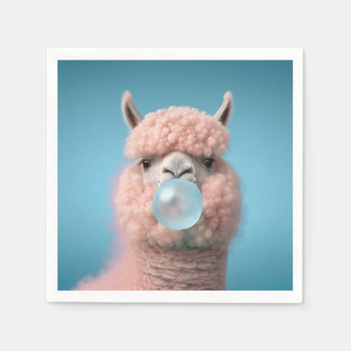 Llama Bubblegum Funny Napkins