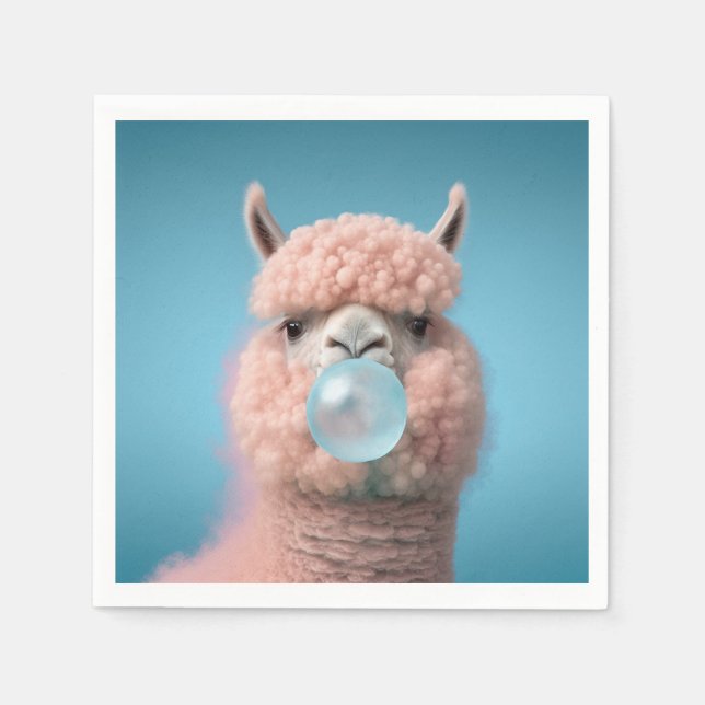 Llama Bubblegum Funny Napkins (Front)