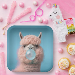 Llama Bubblegum Funny Paper Plates