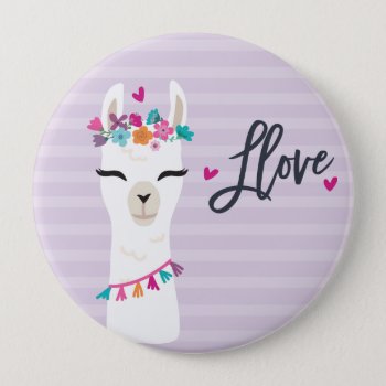 Llama Button // Llama Love Purple by LaurEvansDesign at Zazzle