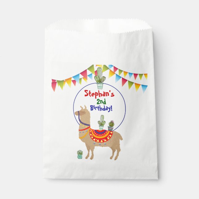 llama Cactus birthday favor bags (Front)
