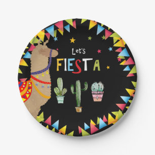 llama Cactus birthday party Paper Plates