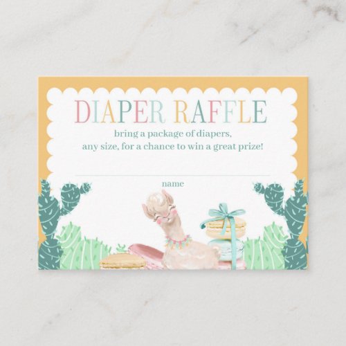 Llama Cactus Diaper Raffle Insert