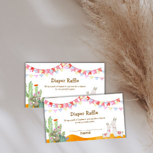 Llama Cactus Fiesta Diaper Raffle Baby Shower  Enclosure Card