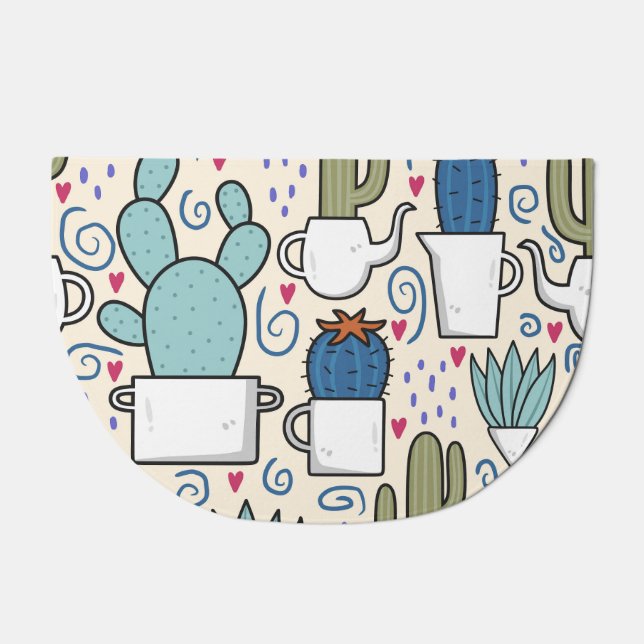 Llama Cactus: Hand-Drawn Seamless Design Doormat (Front)