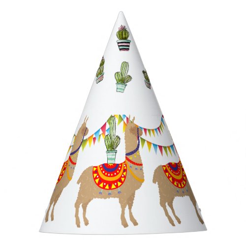 llama Cactus happy birthday Party Hat