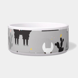 Llama cactus mountains, seamless pattern. bowl