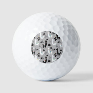 Llama cactus mountains, seamless pattern. golf balls