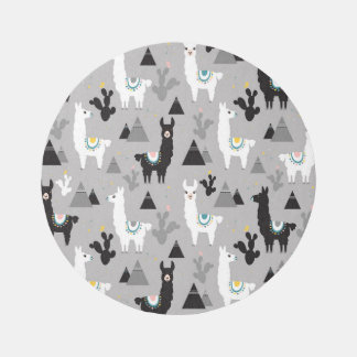 Llama cactus mountains, seamless pattern. rug