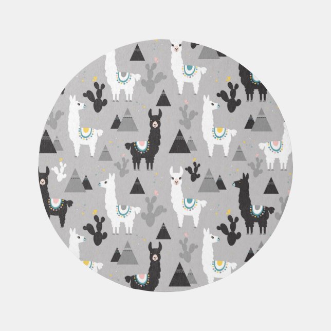 Llama cactus mountains, seamless pattern. rug (Front)