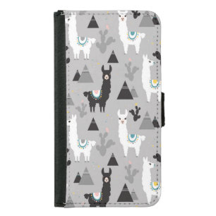 Llama cactus mountains, seamless pattern. samsung galaxy s5 wallet case