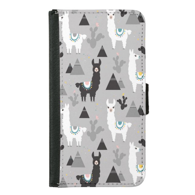 Llama cactus mountains, seamless pattern. samsung galaxy wallet case (Front)