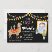 llama Cactus photo personalized birthday party Invitation (Front)