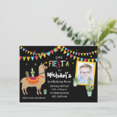 llama Cactus photo personalized birthday party Invitation (Standing Front)