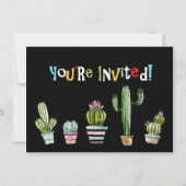 llama Cactus photo personalized birthday party Invitation (Back)