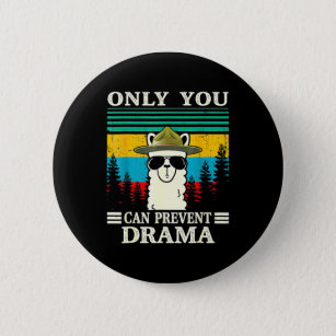 Llama Camping Only You Can Prevent Drama Vintage C Button
