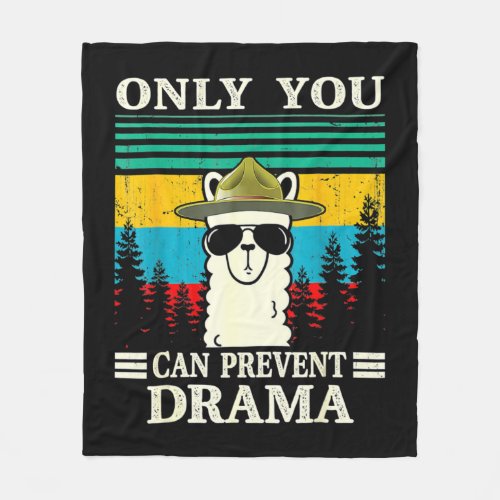 Llama Camping Only You Can Prevent Drama Vintage C Fleece Blanket