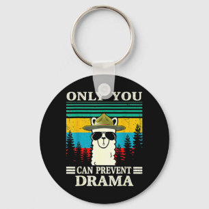 Llama Camping Only You Can Prevent Drama Vintage C Keychain