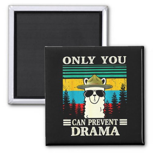 Llama Camping Only You Can Prevent Drama Vintage C Magnet